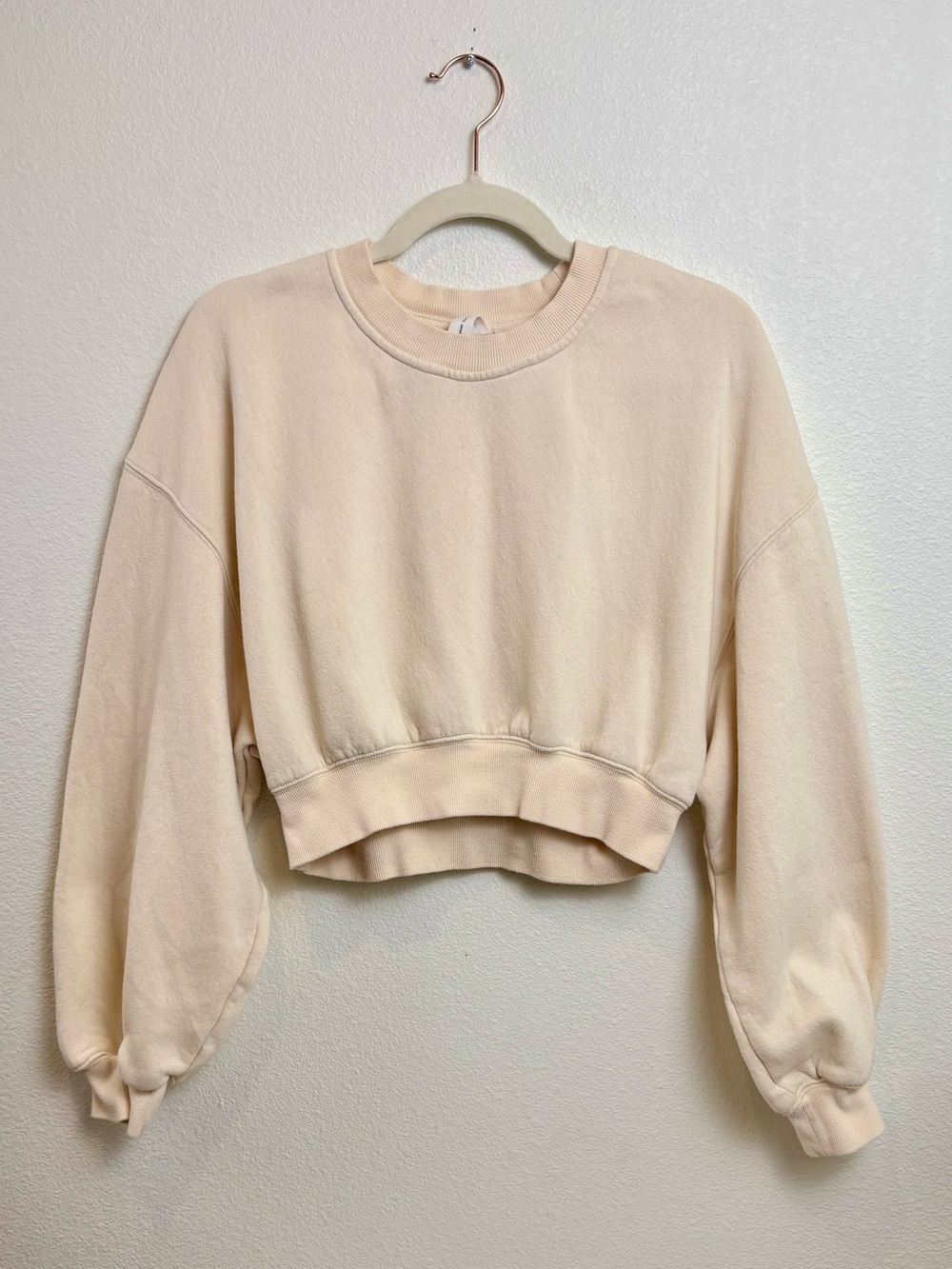 Out From Under Urban Outfitters Pale Yellow Cropped Crewneck Sweatshirt